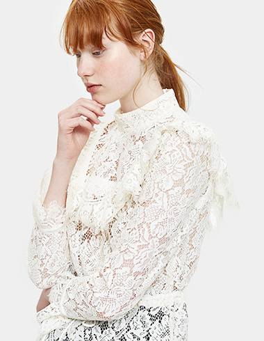 Jerome Lace Blouse in Egret